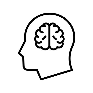 Beyin ikonu. Tasarım biçimi beyaz arkaplanda izole edildi