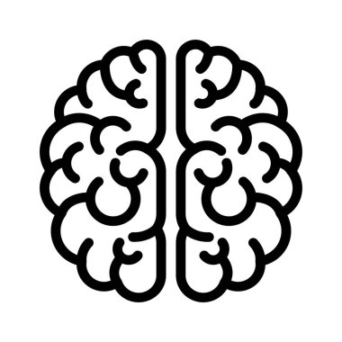 Beyin ikonu. Tasarım biçimi beyaz arkaplanda izole edildi