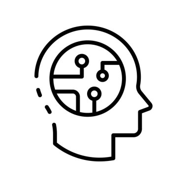 Beyin ikonu. Tasarım biçimi beyaz arkaplanda izole edildi