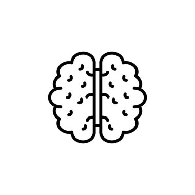 Beyin ikonu. Tasarım biçimi beyaz arkaplanda izole edildi