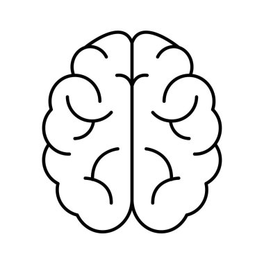Beyin ikonu. Tasarım biçimi beyaz arkaplanda izole edildi