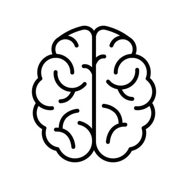 Beyin ikonu. Tasarım biçimi beyaz arkaplanda izole edildi