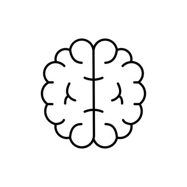 Beyin ikonu. Tasarım biçimi beyaz arkaplanda izole edildi
