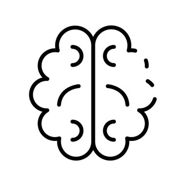 Beyin ikonu. Tasarım biçimi beyaz arkaplanda izole edildi