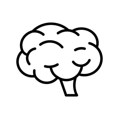 Beyin ikonu. Tasarım biçimi beyaz arkaplanda izole edildi