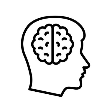 Beyin ikonu. Tasarım biçimi beyaz arkaplanda izole edildi