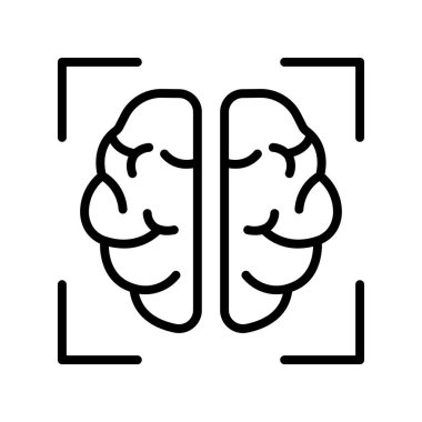 Beyin ikonu. Tasarım biçimi beyaz arkaplanda izole edildi