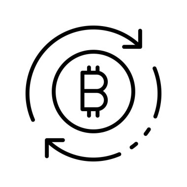 Bitcoin simgesi. Tasarım biçimi beyaz arkaplanda izole edildi