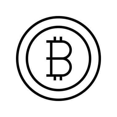 Bitcoin simgesi. Tasarım biçimi beyaz arkaplanda izole edildi