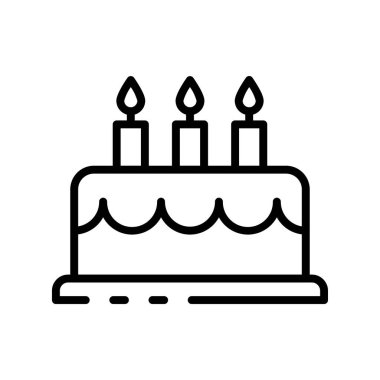 Doğum günü pastası ikonu. Tasarım biçimi beyaz arkaplanda izole edildi