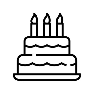 Doğum günü pastası ikonu. Tasarım biçimi beyaz arkaplanda izole edildi