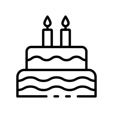 Doğum günü pastası ikonu. Tasarım biçimi beyaz arkaplanda izole edildi