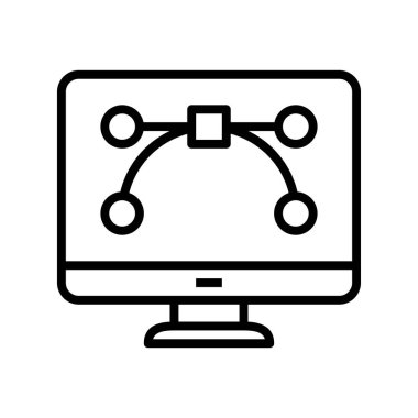 Bezier ikonu. Tasarım biçimi beyaz arkaplanda izole edildi