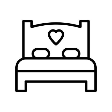 Yatak odası ikonu. Tasarım biçimi beyaz arkaplanda izole edildi