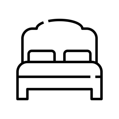 Yatak odası ikonu. Tasarım biçimi beyaz arkaplanda izole edildi