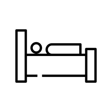 Yatak ikonu. Tasarım biçimi beyaz arkaplanda izole edildi