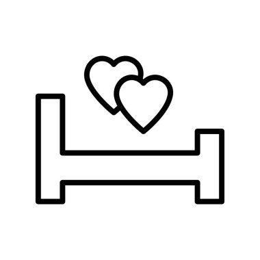 Yatak ikonu. Tasarım biçimi beyaz arkaplanda izole edildi