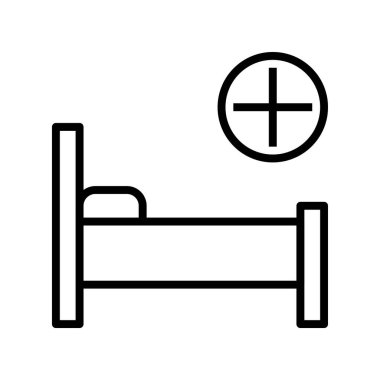 Yatak ikonu. Tasarım biçimi beyaz arkaplanda izole edildi