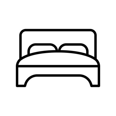Yatak ikonu. Tasarım biçimi beyaz arkaplanda izole edildi