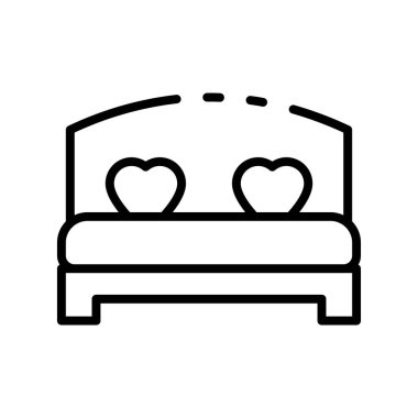Yatak ikonu. Tasarım biçimi beyaz arkaplanda izole edildi