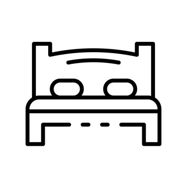 Yatak ikonu. Tasarım biçimi beyaz arkaplanda izole edildi