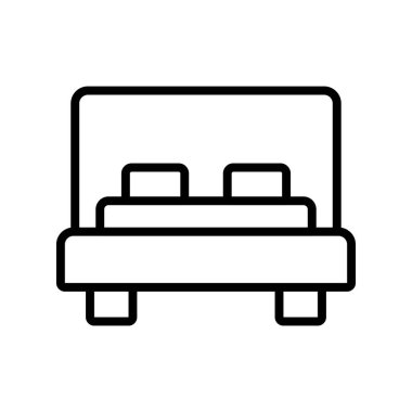 Yatak ikonu. Tasarım biçimi beyaz arkaplanda izole edildi