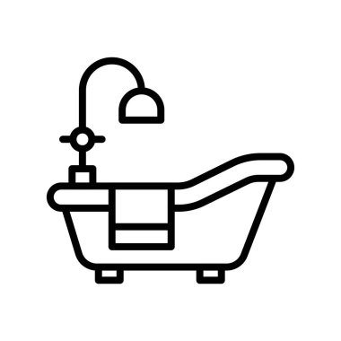 Küvet ikonu. Tasarım biçimi beyaz arkaplanda izole edildi