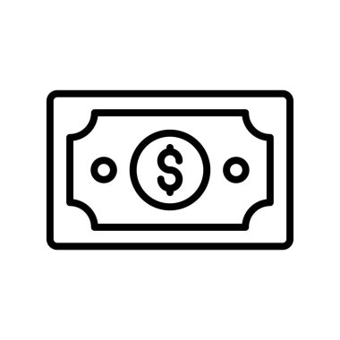 banknot simgesi. Tasarım biçimi beyaz arkaplanda izole edildi