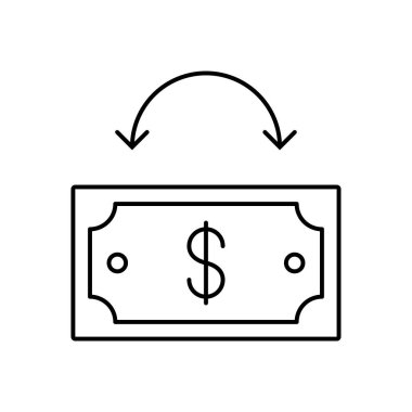 banknot simgesi. Tasarım biçimi beyaz arkaplanda izole edildi