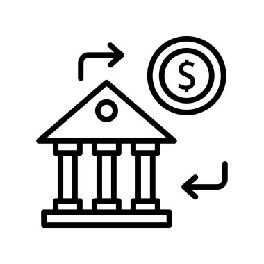 Banka ikonu. Tasarım biçimi beyaz arkaplanda izole edildi