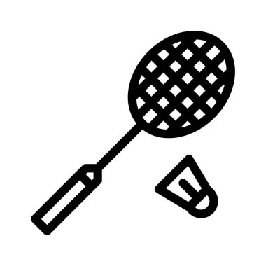 badminton ikonu. Tasarım biçimi beyaz arkaplanda izole edildi