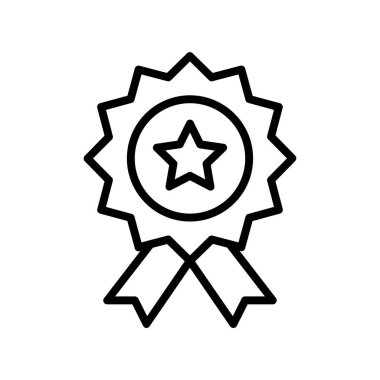 Rozet simgesi. Tasarım biçimi beyaz arkaplanda izole edildi