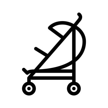 Bebek arabası ikonu. Tasarım biçimi beyaz arkaplanda izole edildi