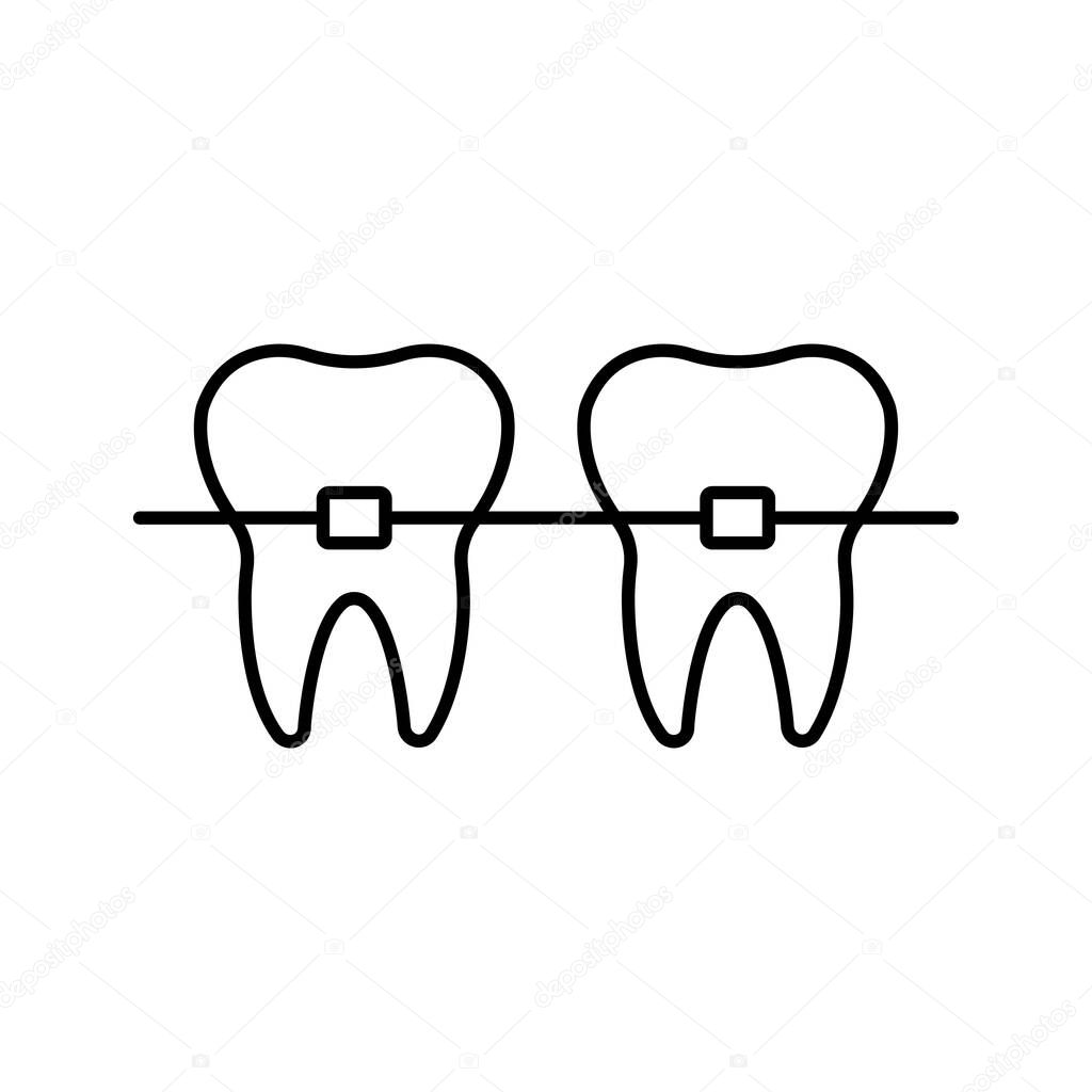Braces icon. Outline style design isolated on white background