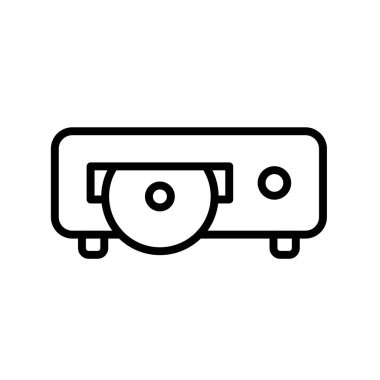 CD çalar simgesi. Tasarım biçimi beyaz arkaplanda izole edildi