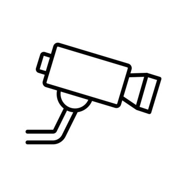 Kapalı devre televizyon ikonu. Tasarım biçimi beyaz arkaplanda izole edildi