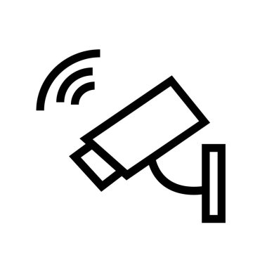 Kapalı devre televizyon ikonu. Tasarım biçimi beyaz arkaplanda izole edildi