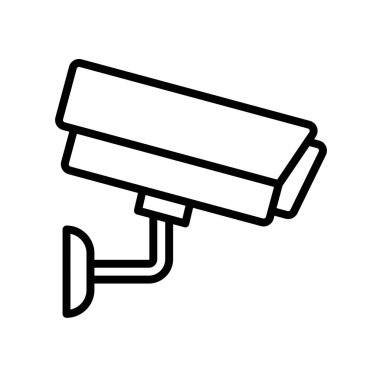 Kapalı devre televizyon ikonu. Tasarım biçimi beyaz arkaplanda izole edildi