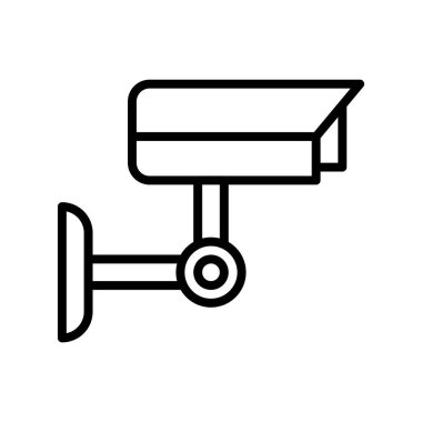 Kapalı devre televizyon ikonu. Tasarım biçimi beyaz arkaplanda izole edildi