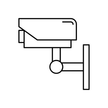 Kapalı devre televizyon ikonu. Tasarım biçimi beyaz arkaplanda izole edildi