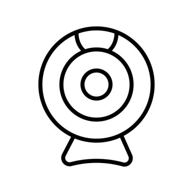 Kapalı devre kamera simgesi. Tasarım biçimi beyaz arkaplanda izole edildi