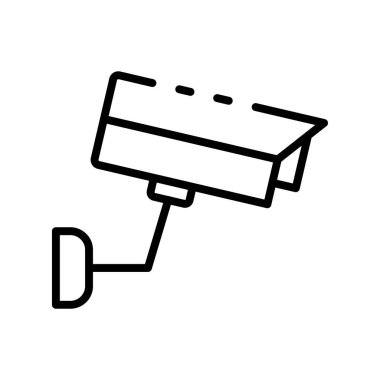 Kapalı devre kamera simgesi. Tasarım biçimi beyaz arkaplanda izole edildi