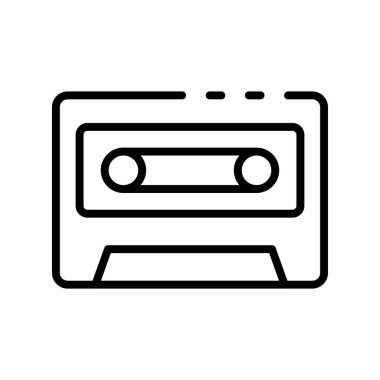 kaset ikonu. Tasarım biçimi beyaz arkaplanda izole edildi