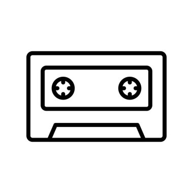 kaset ikonu. Tasarım biçimi beyaz arkaplanda izole edildi