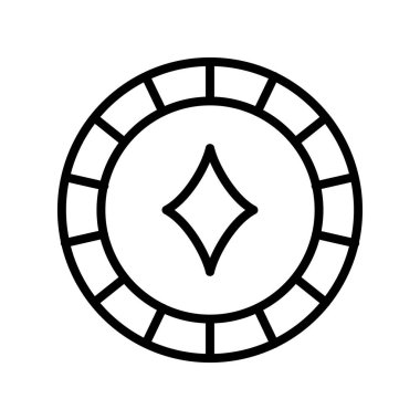 Kumarhane çipi ikonu. Tasarım biçimi beyaz arkaplanda izole edildi