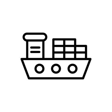 kargo gemisi simgesi. Tasarım biçimi beyaz arkaplanda izole edildi