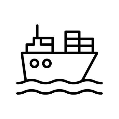 kargo gemisi simgesi. Tasarım biçimi beyaz arkaplanda izole edildi