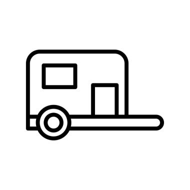 Karavan ikonu. Tasarım biçimi beyaz arkaplanda izole edildi