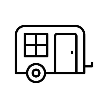 Karavan ikonu. Tasarım biçimi beyaz arkaplanda izole edildi