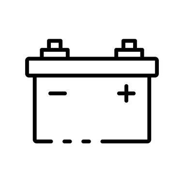 Araba aküsü simgesi. Tasarım biçimi beyaz arkaplanda izole edildi